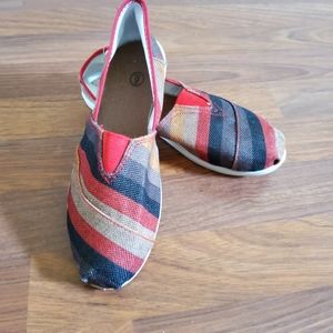 Canvas Flats Shoes Multi-color Striped Size 6 / 7 / 8 New